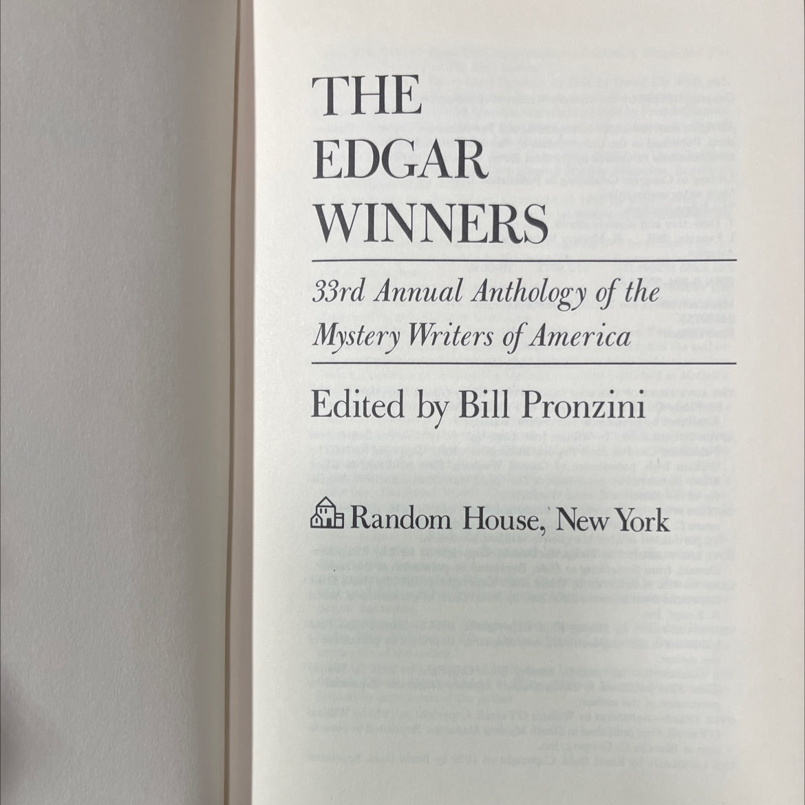 the edgar winners 33rd annual anthology of the mystery writers of america book, by Bill Pronzini, 1980 Hardcover image 2