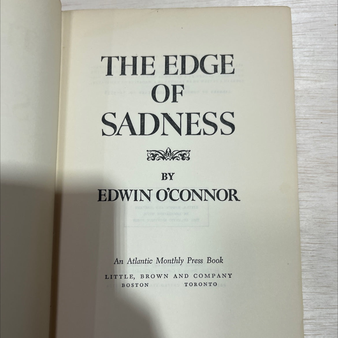 the edge of sadness book, by edwin o'connor, 1961 Hardcover image 2