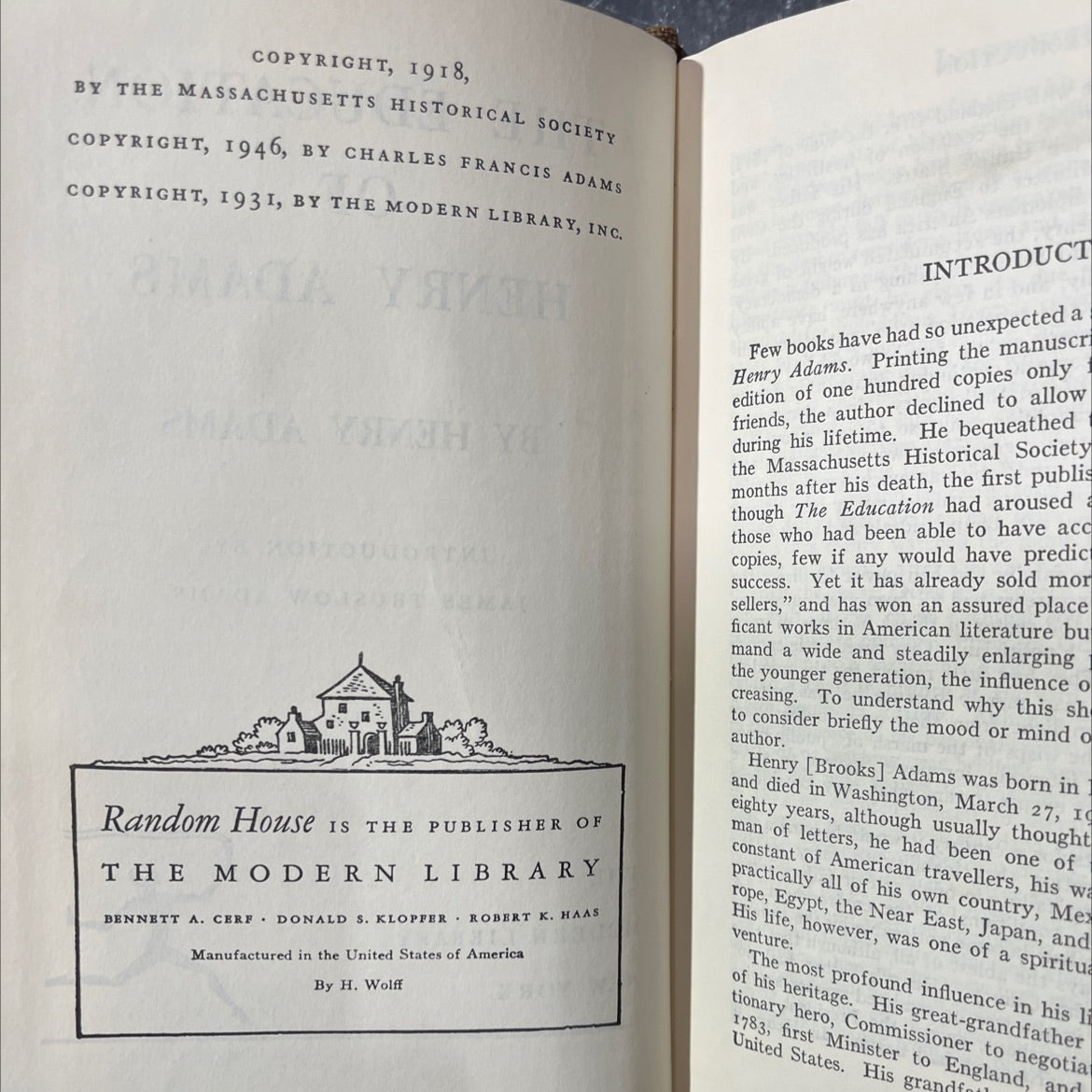 the education of henry adams book, by henry adams, 1946 Hardcover image 3