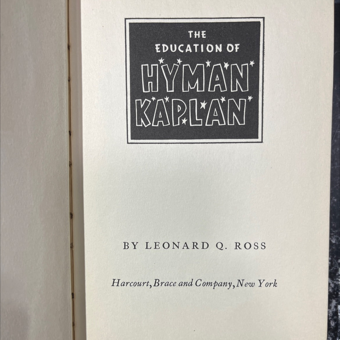 the education of hyma'n kaplan book, by leonard q. ross, 1938 Hardcover image 2