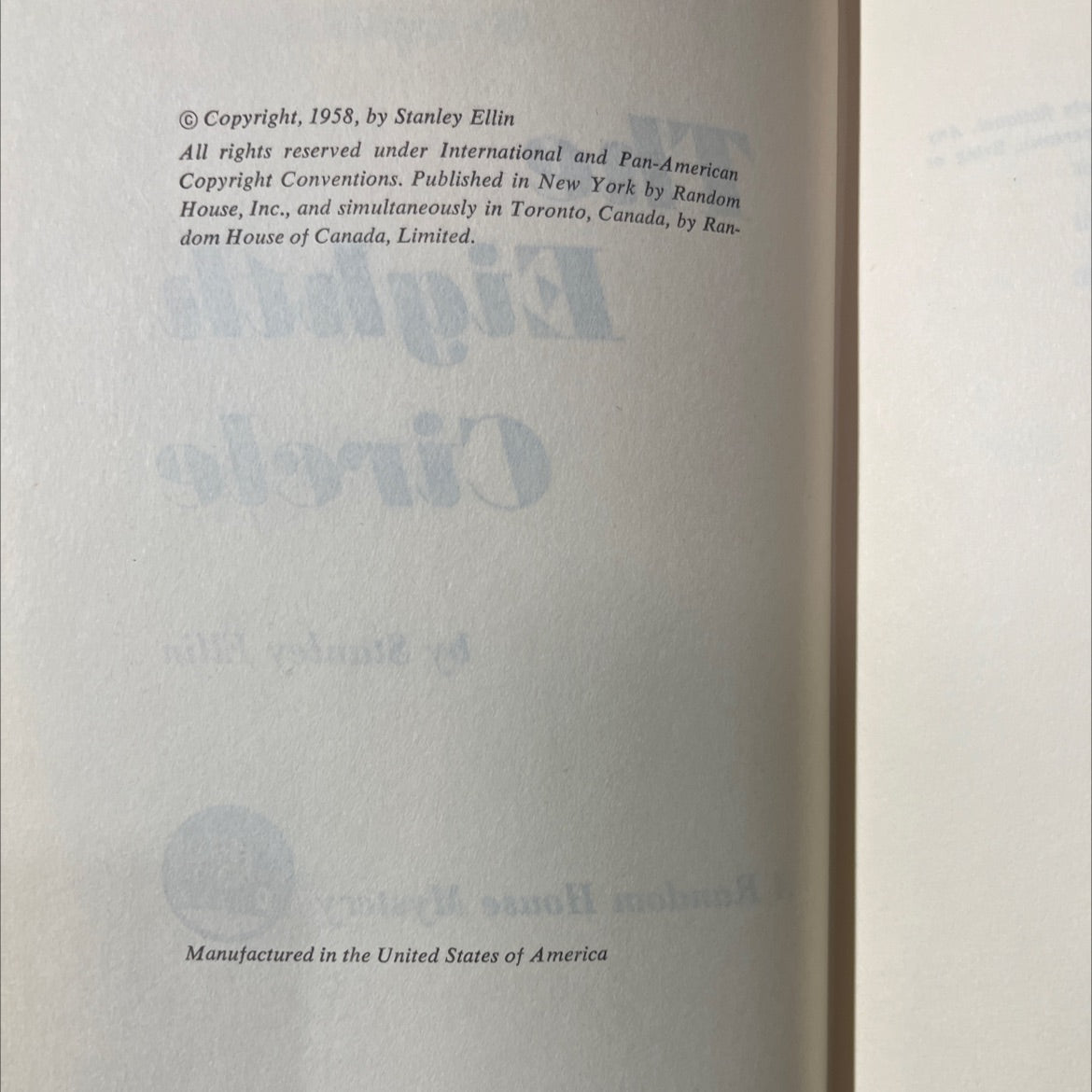 the eighth circle book, by stanley ellin, 1958 Hardcover image 3