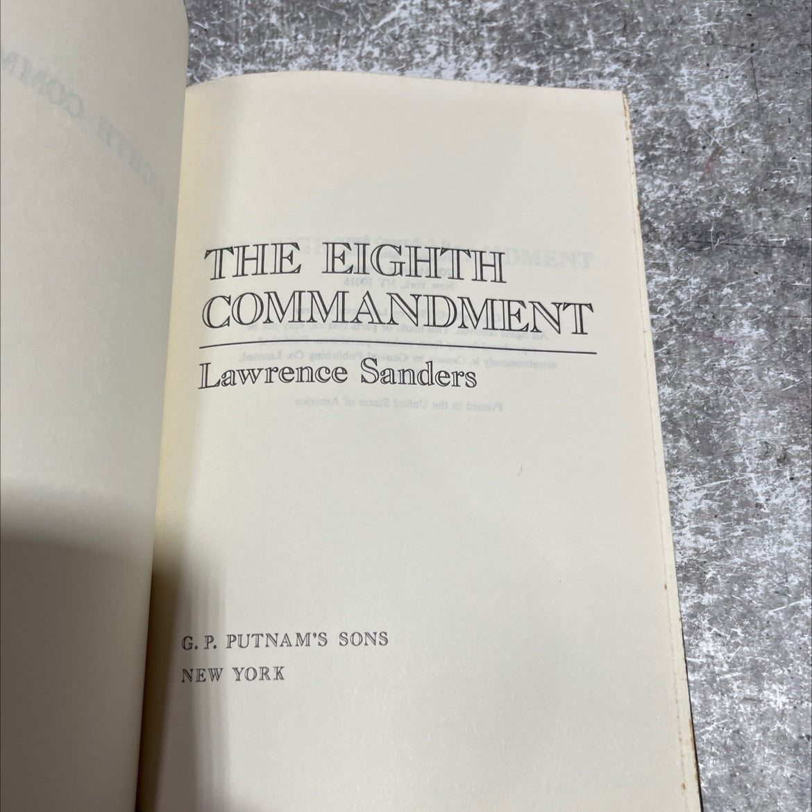 the eighth ment commandment book, by Lawrence Sanders, 1986 Hardcover image 2