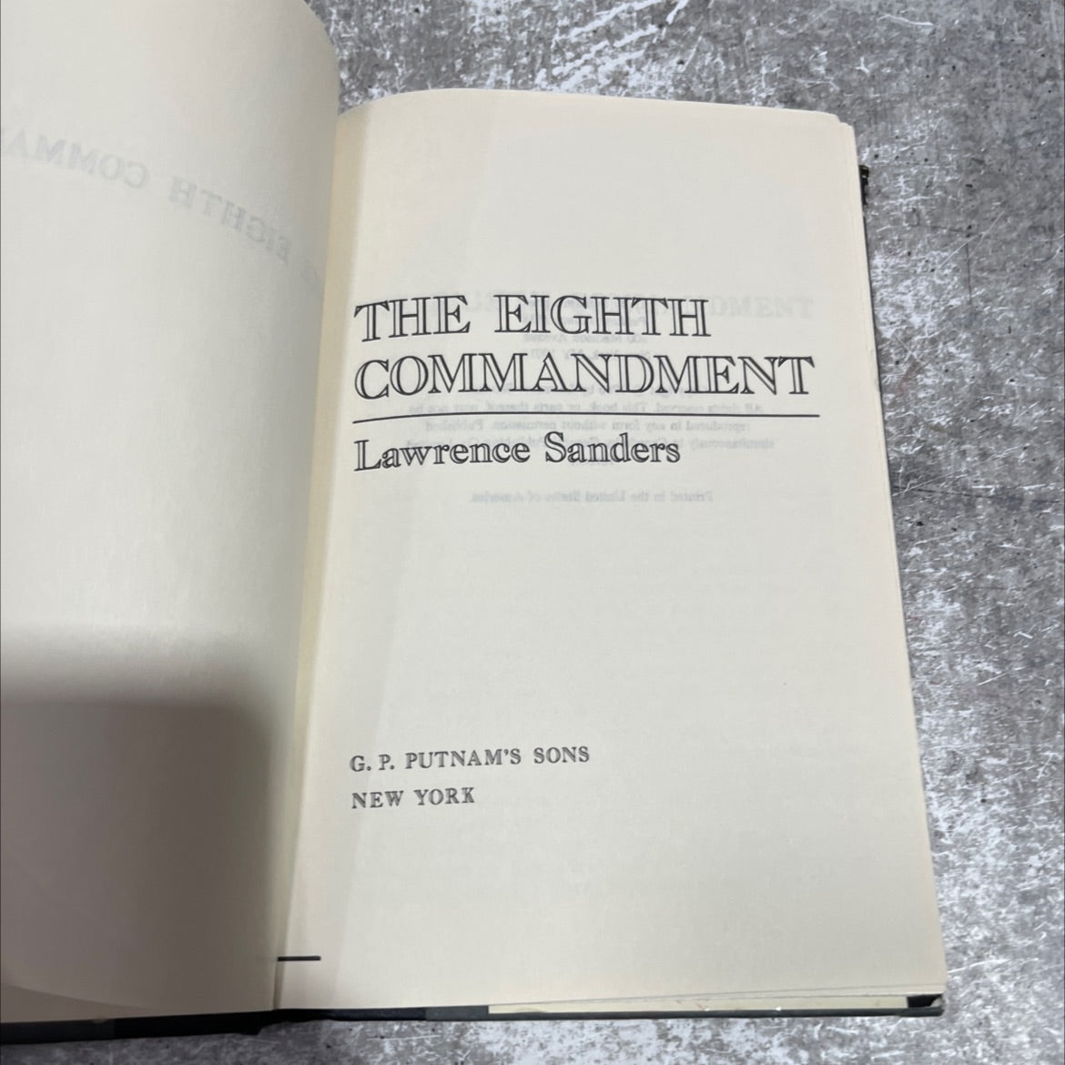 the eighth ment commandment book, by lawrence sanders, 1986 Hardcover image 2