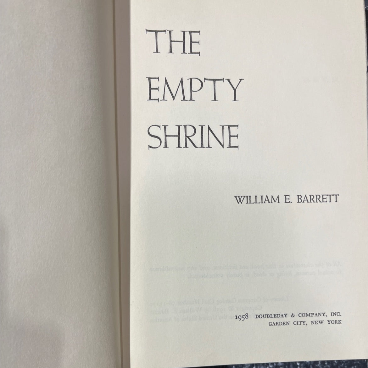 the empty shrine book, by william e. barrett, 1958 Hardcover image 2