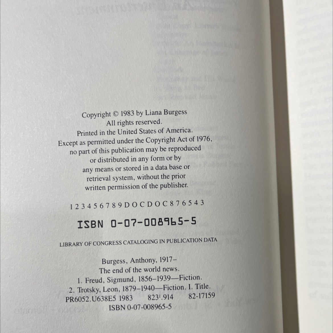 the end of the world news book, by Anthony Burgess, 1983 Hardcover image 3