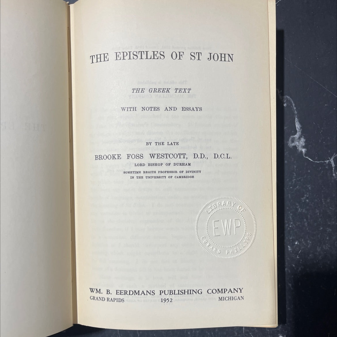 the epistles of st john the greek text with notes and essays book, by brooke foss westcott, 1952 Hardcover image 2