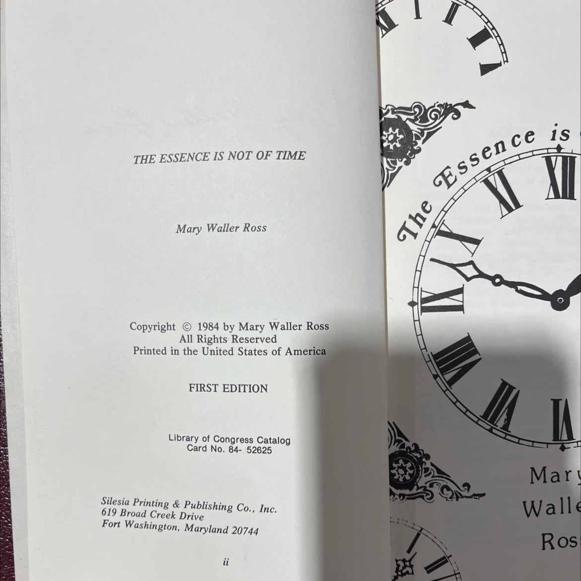 the essence is not of time book, by Mary Waller Ross, 1984 Leather image 3