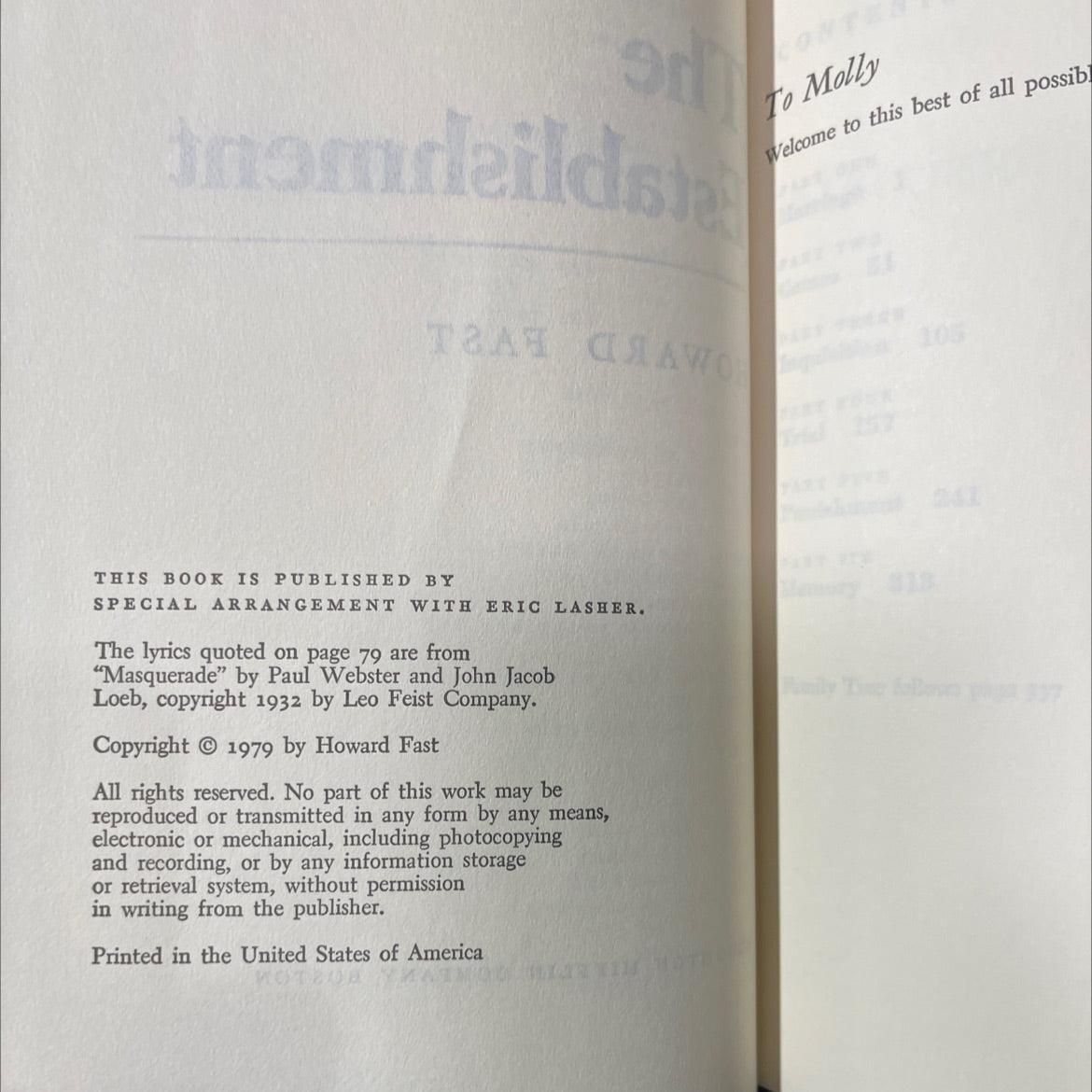 the establishment book, by howard fast, 1979 Hardcover image 3