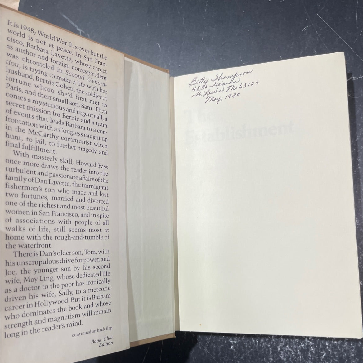 the establishment book, by howard fast, 1979 Hardcover image 4