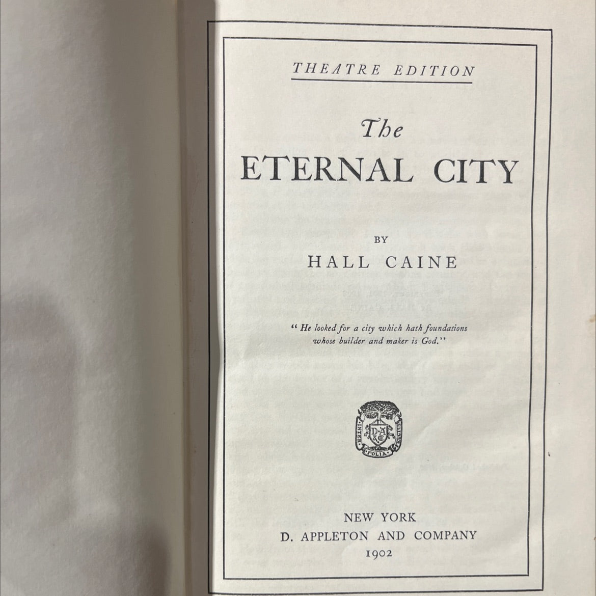 the eternal city book, by hall caine, 1902 Hardcover image 2