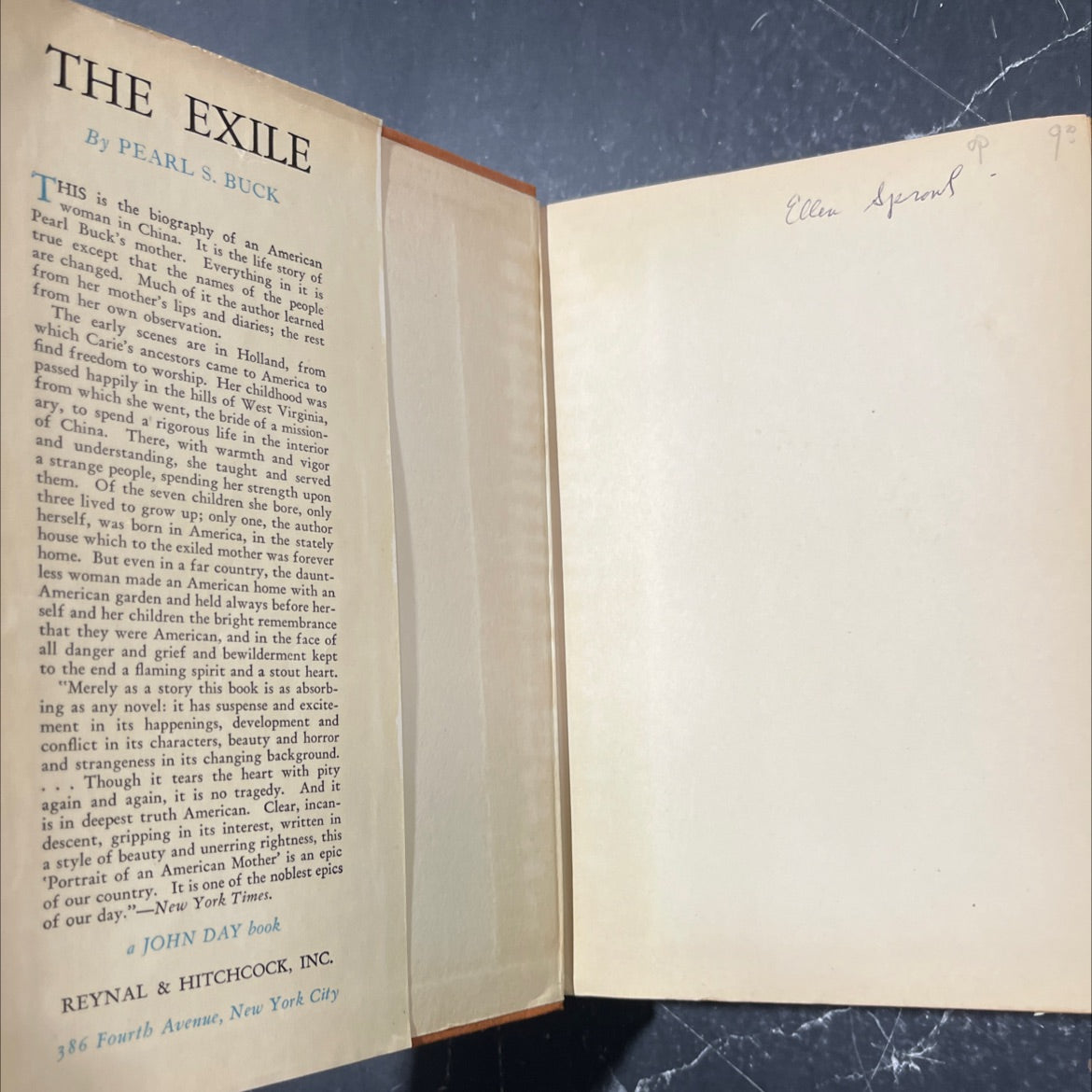 the exile book, by Pearl S. Buck, 1936 Hardcover image 4