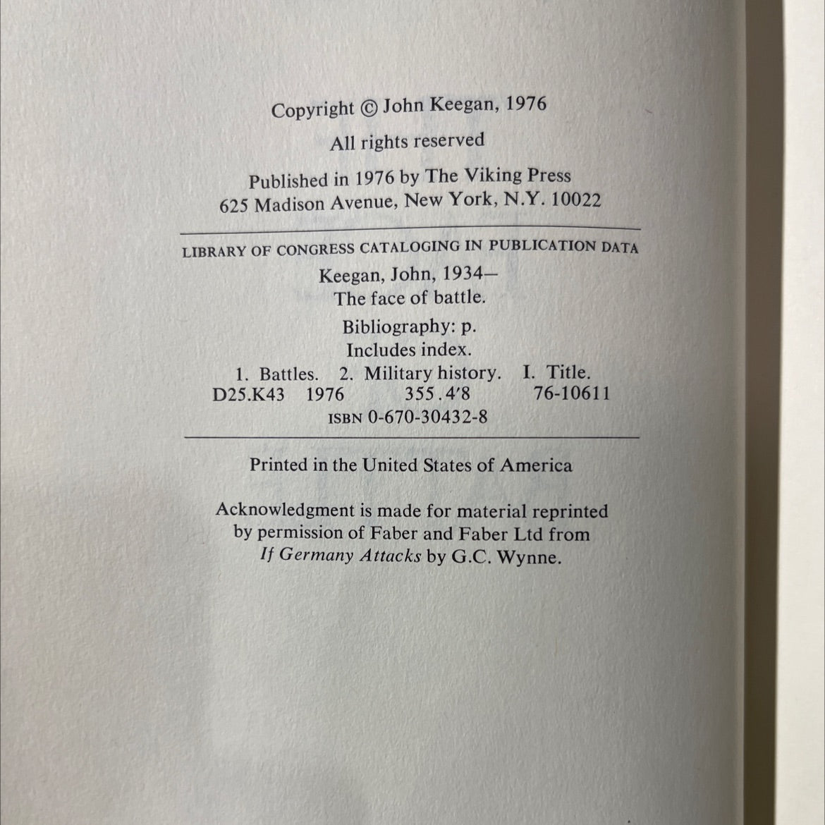 the face of battle book, by John Keegan, 1976 Hardcover image 3