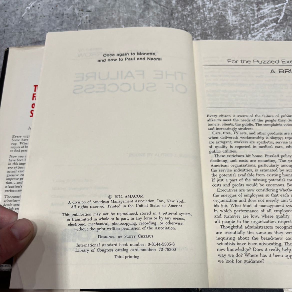 the failure of success book, by alfred j. marrow, 1972 Hardcover image 3