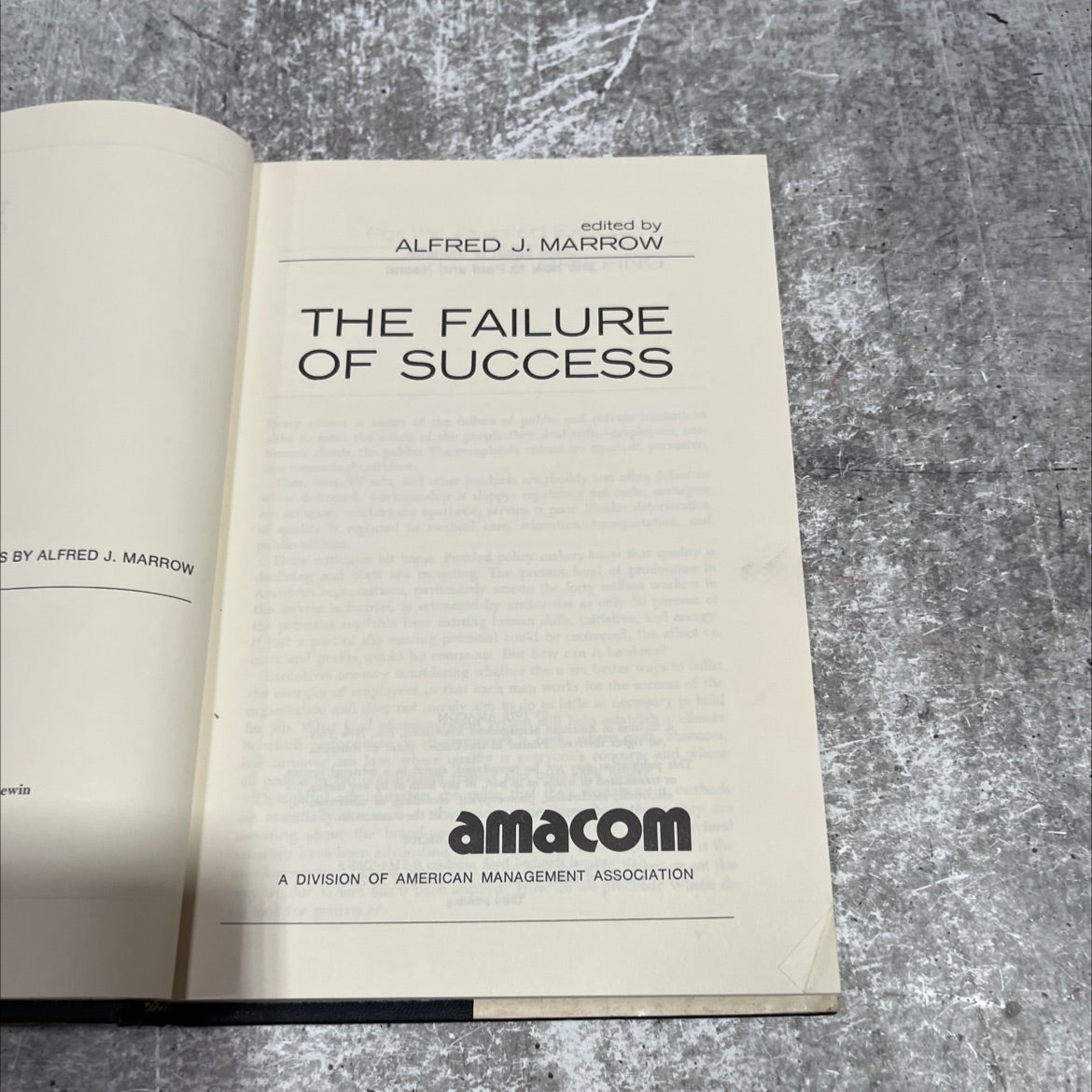 the failure of success book, by alfred j. marrow, 1972 Hardcover image 2