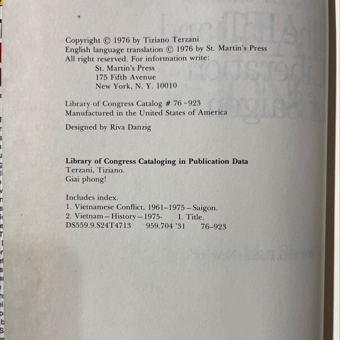 the fall and liberation of saigon book, by Tiziano Terzani, 1976 Hardcover image 3