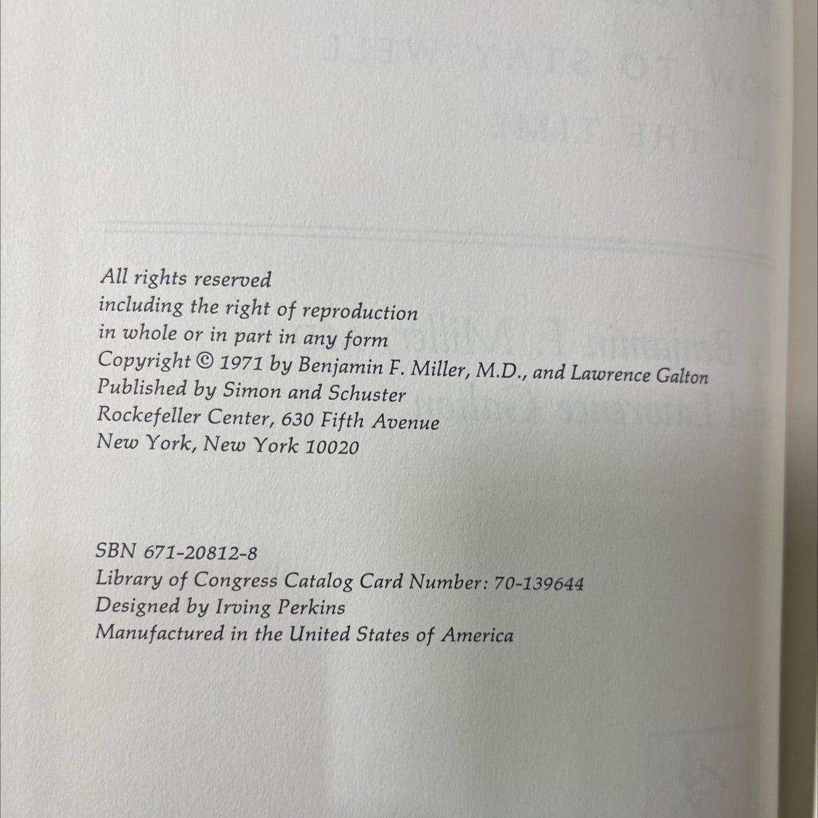the family book of preventive medicine how to stay well all the time book, by Benjamin F. Miller, M.D. and Lawrence image 3
