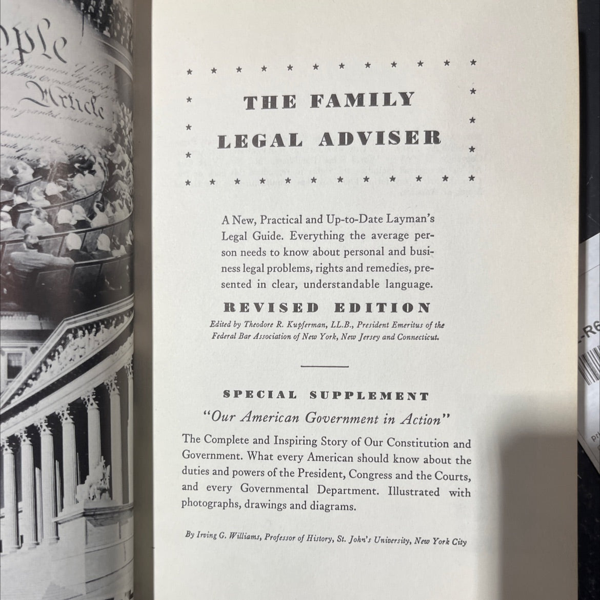 the family legal adviser book, by Theodore R. Kupferman, 1963 Hardcover image 2