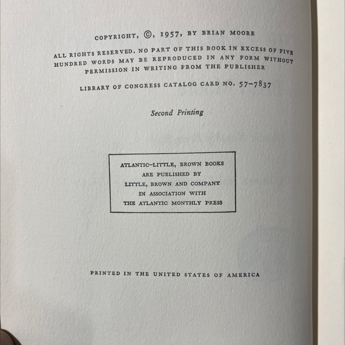 the feast of lupercal book, by brian moore, 1957 Hardcover image 3