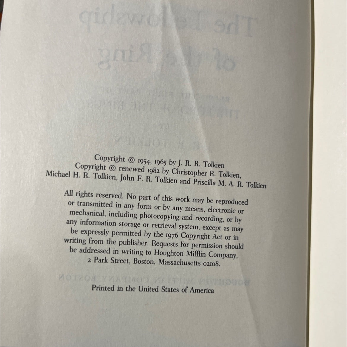 the fellowship of the ring book, by j. r. r. tolkien, 1982 Hardcover image 3