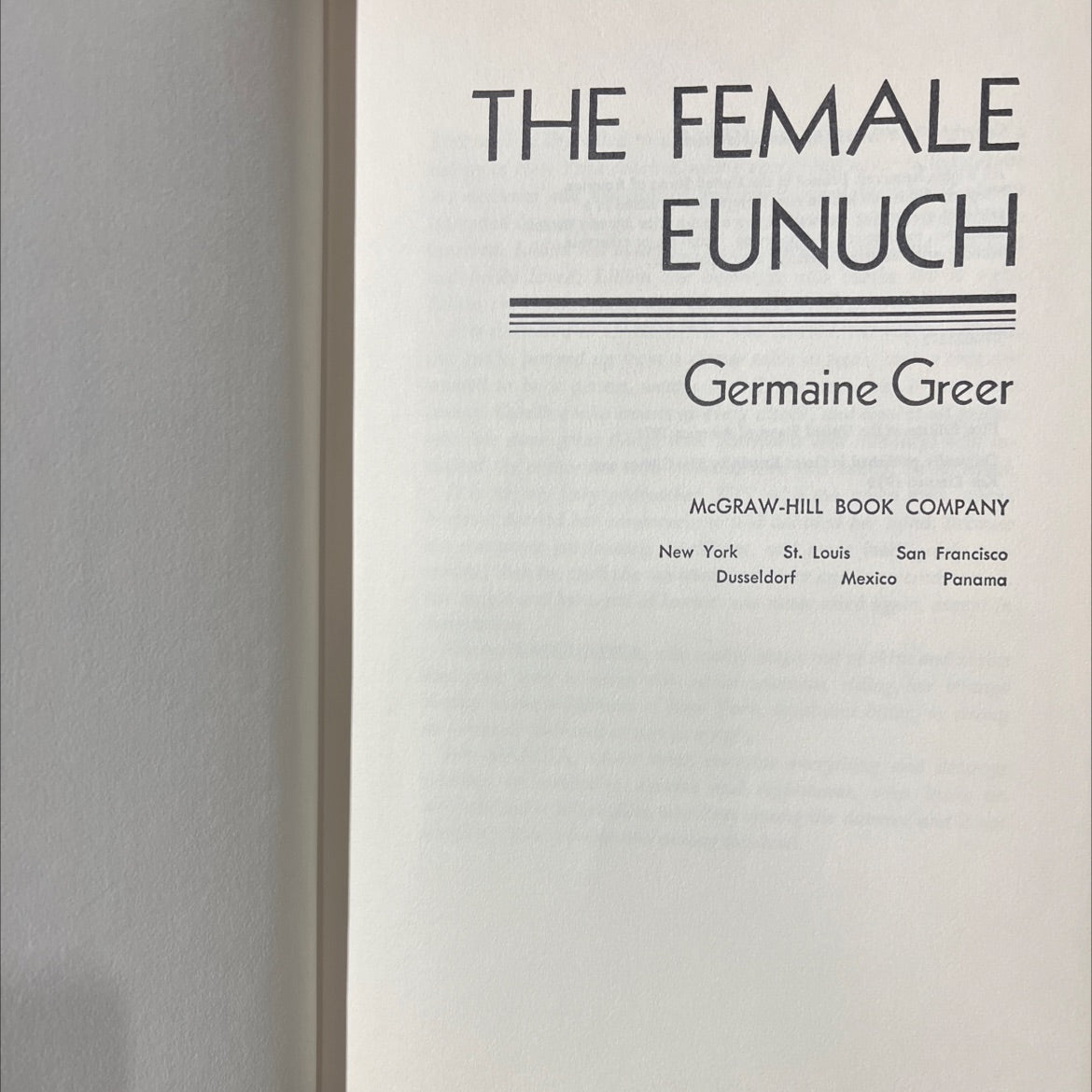 the female eunuch book, by germaine greer, 1971 Hardcover image 2