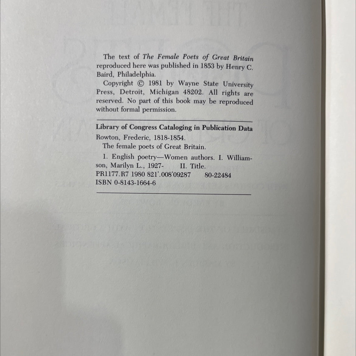 the female poets of great britain book, by frederic rowton, 1981 Hardcover image 3