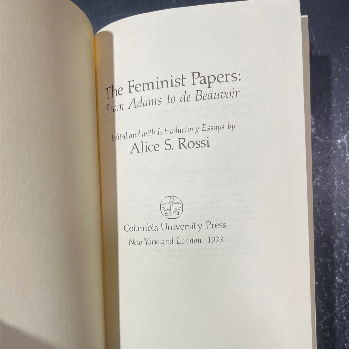 the feminist papers: from adams to de beauvoir book, by alice s. rossi, 1973 Hardcover image 2