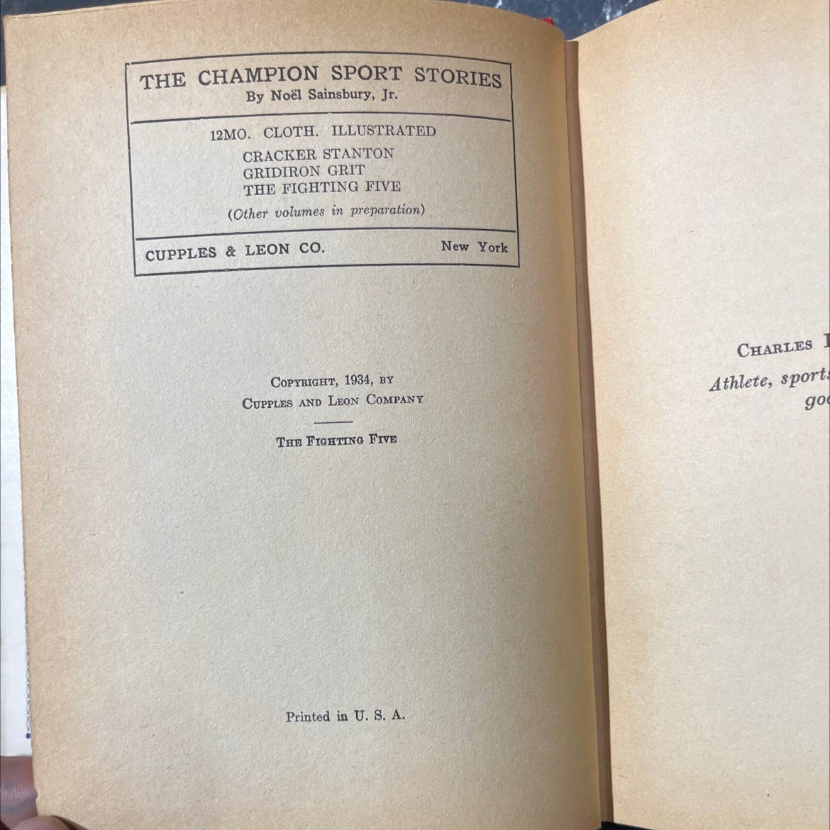 the fighting five book, by Noël Sainsbury, Jr., 1934 Hardcover image 3