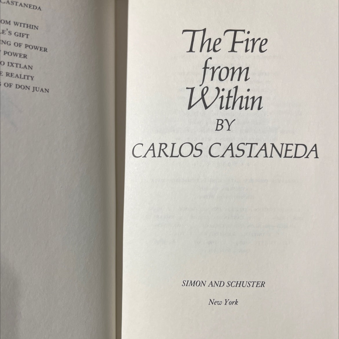 the fire from within book, by carlos castaneda, 1984 Hardcover image 2