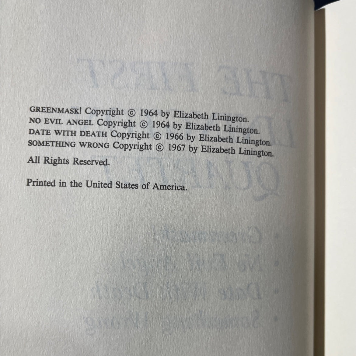 the first linington quartet greenmask! • no evil angel . • date with death something wrong book, by elizabeth image 3