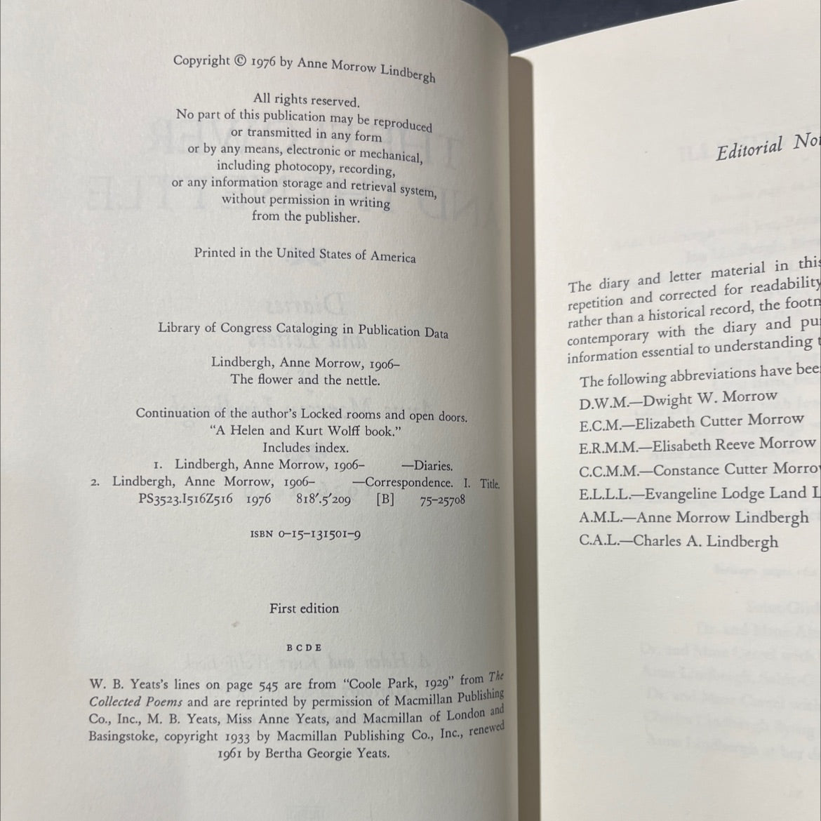the flower and the nettle book, by anne morrow lindbergh, 1976 Hardcover image 3