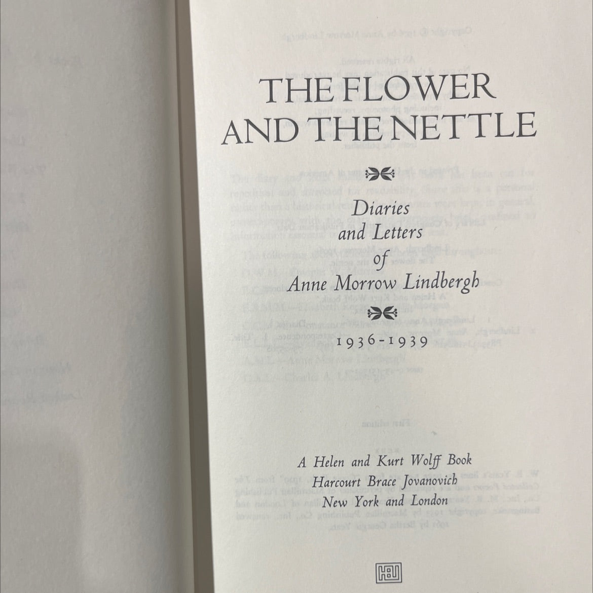 the flower and the nettle book, by anne morrow lindbergh, 1976 Hardcover image 2