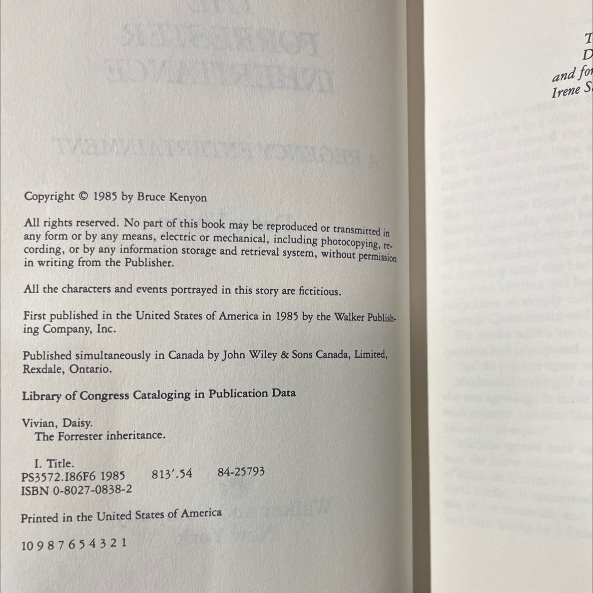 the forrester inheritance book, by daisy vivian, 1985 Hardcover image 3