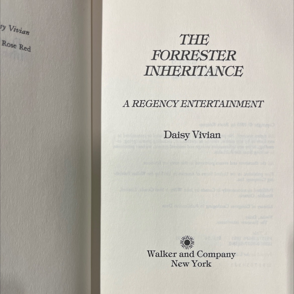 the forrester inheritance book, by daisy vivian, 1985 Hardcover image 2