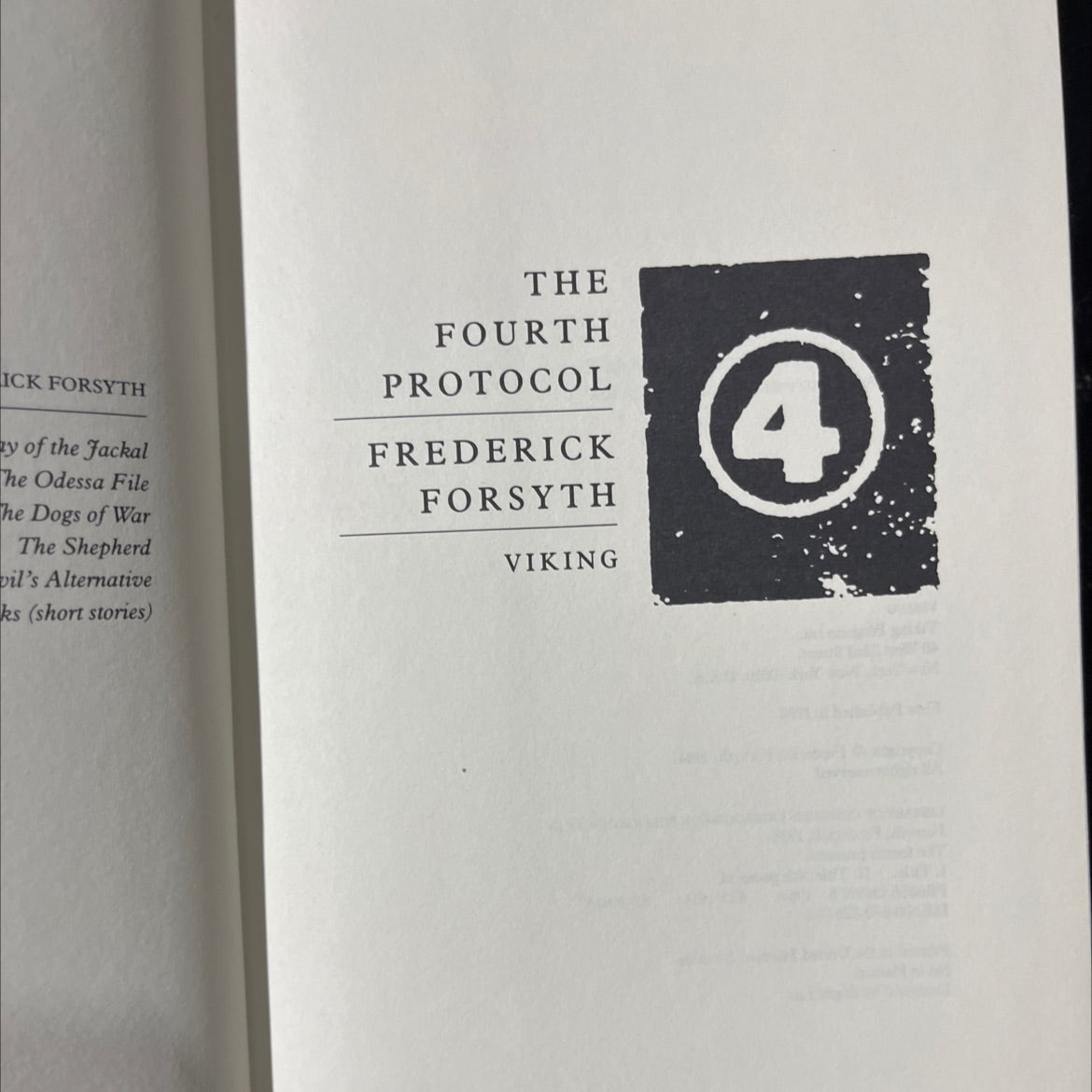 the fourth protocol book, by frederick forsyth, 1984 Hardcover image 2