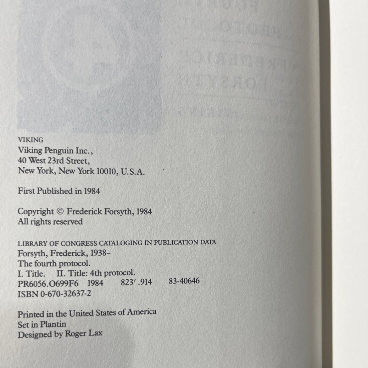 the fourth protocol book, by frederick forsyth, 1984 Hardcover image 3