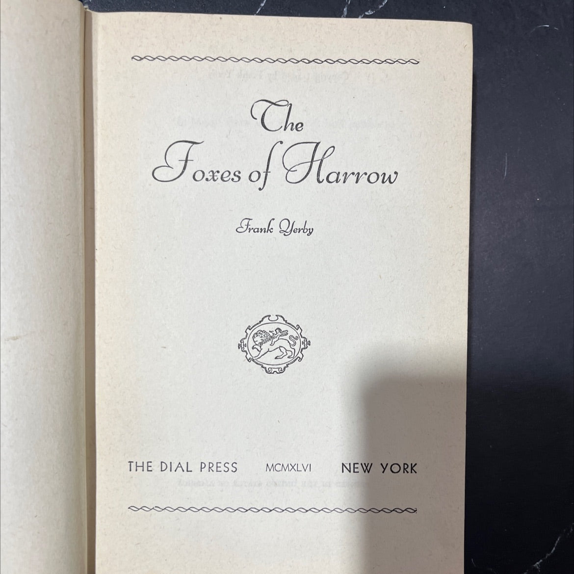 the foxes of harrow book, by Frank Yerby, 1946 Hardcover image 2