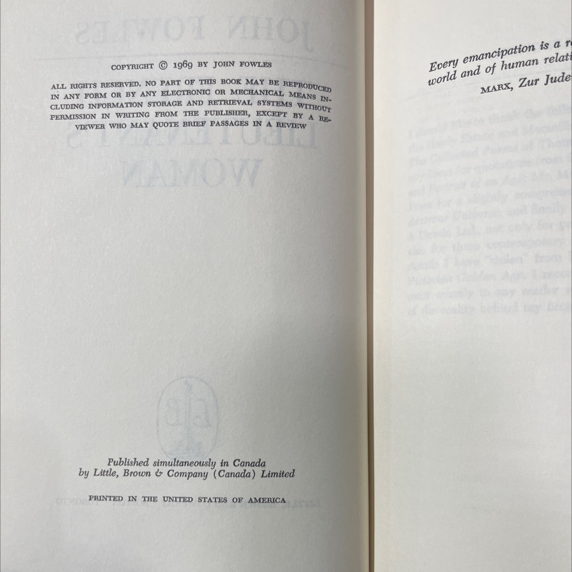 the french lieutenant's woman book, by john fowles, 1969 Hardcover image 3