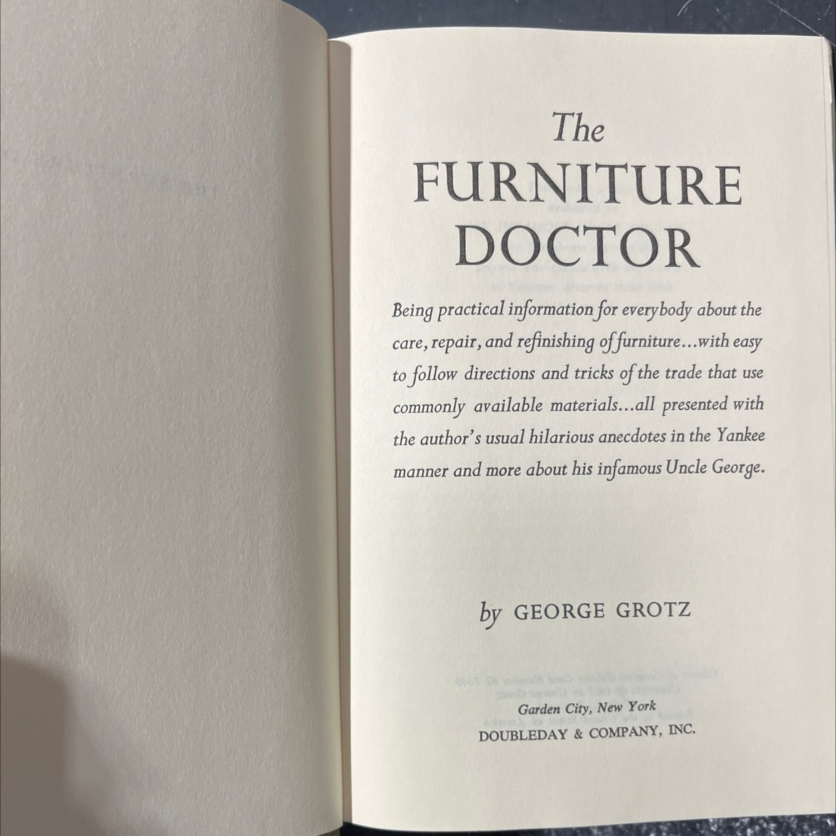 the furniture doctor book, by george grotiz, 1962 Hardcover image 2