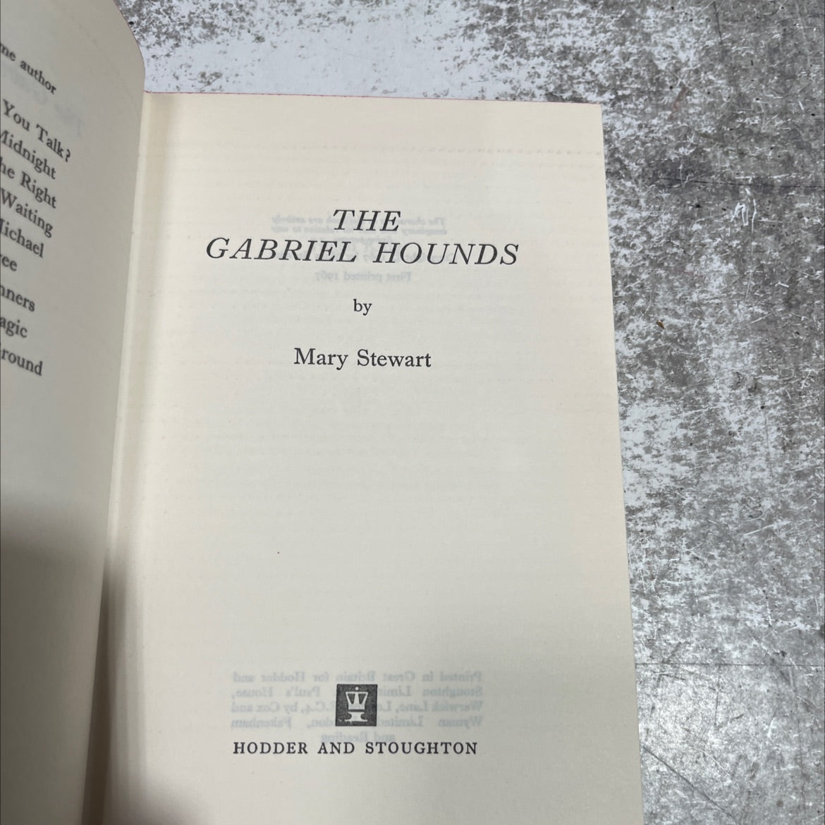 the gabriel hounds book, by mary stewart, 1967 Hardcover image 2