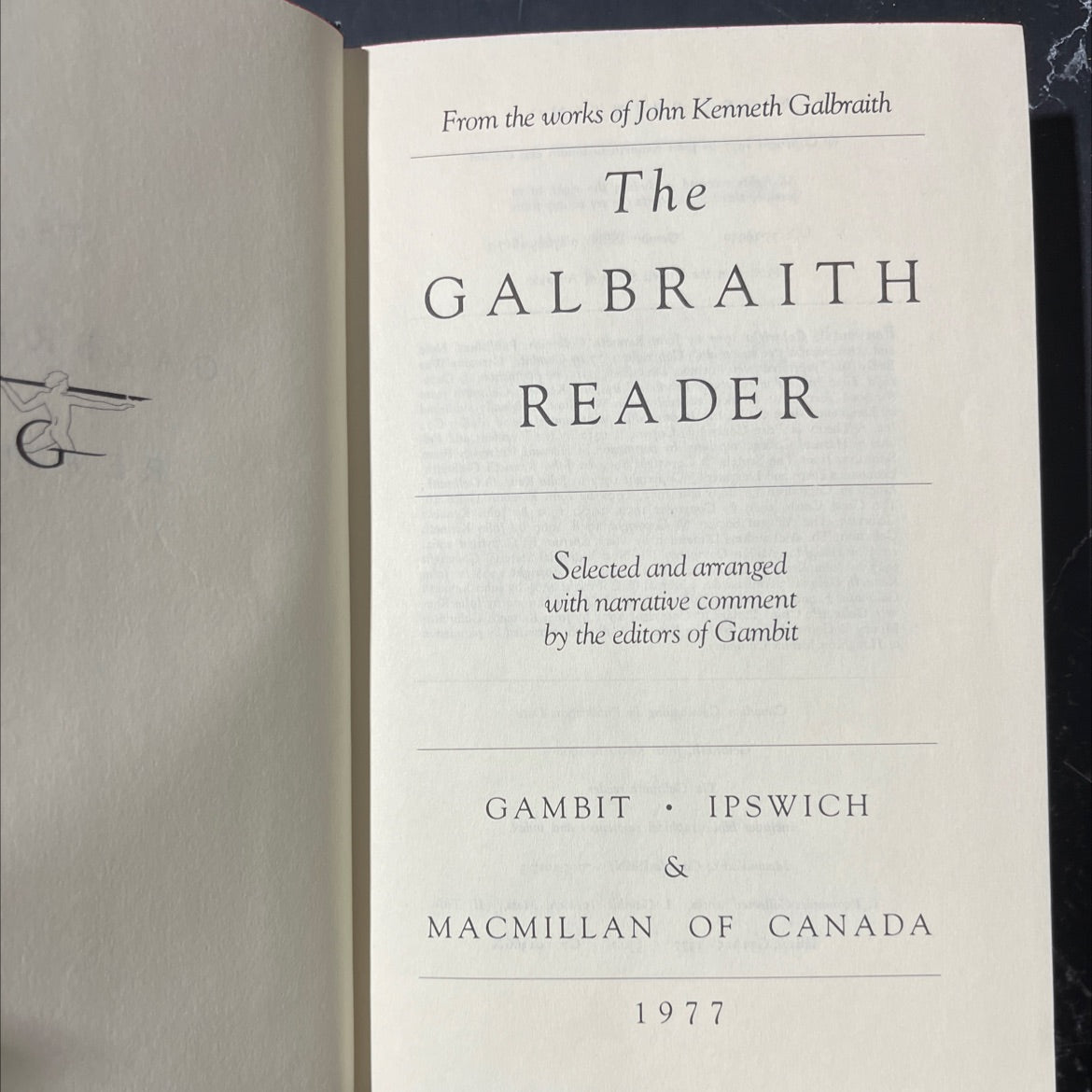 the galbraith reader book, by john kenneth galbraith, 1977 Hardcover image 2