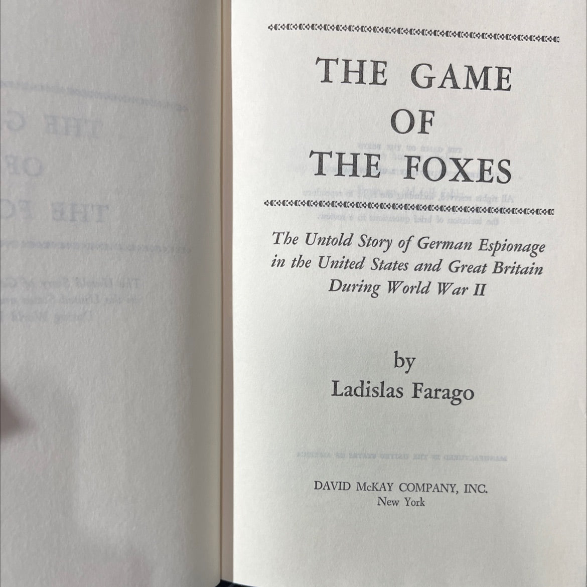 the game of the foxes book, by ladislas farago, 1971 Hardcover image 2
