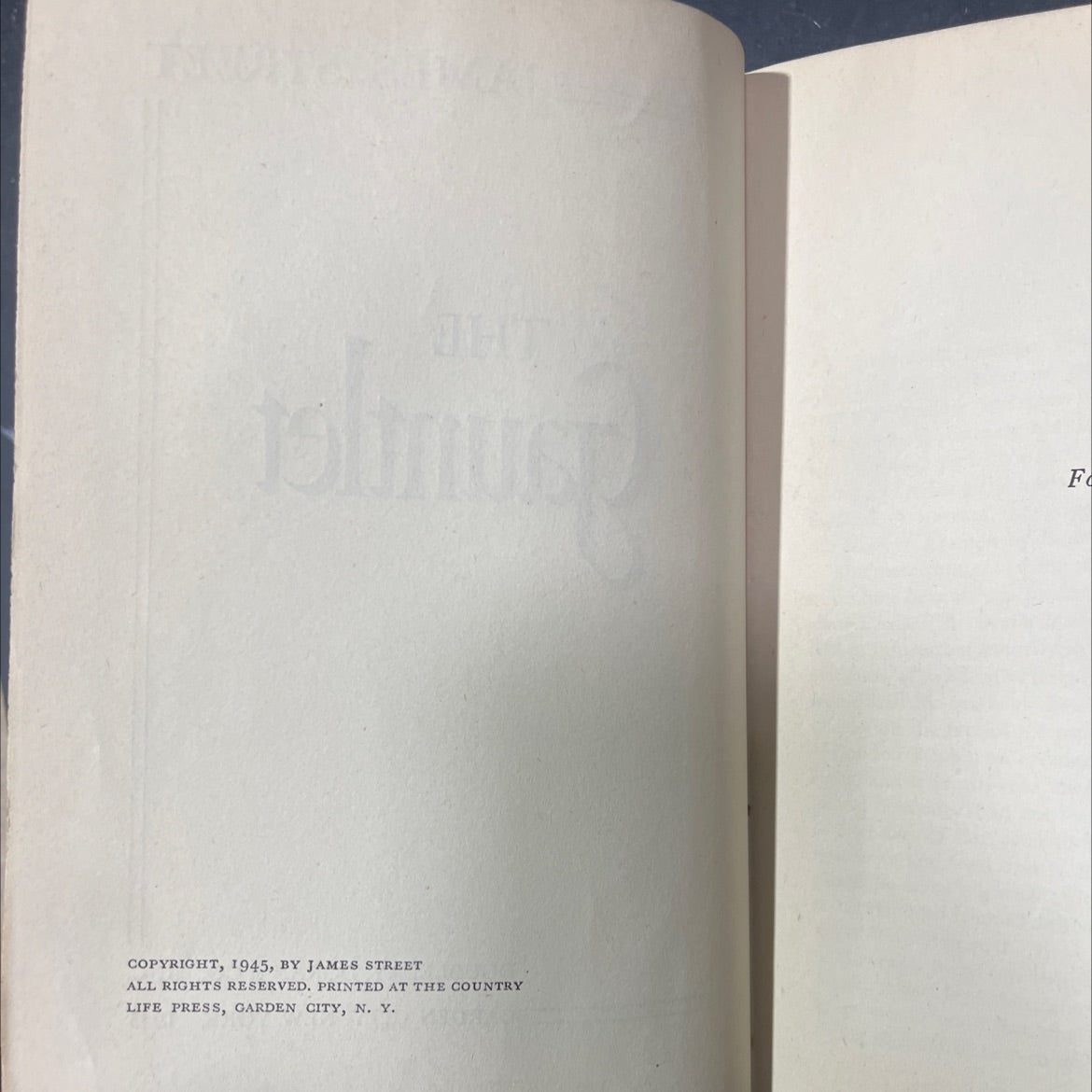 the gauntlet book, by james street, 1945 Hardcover image 3