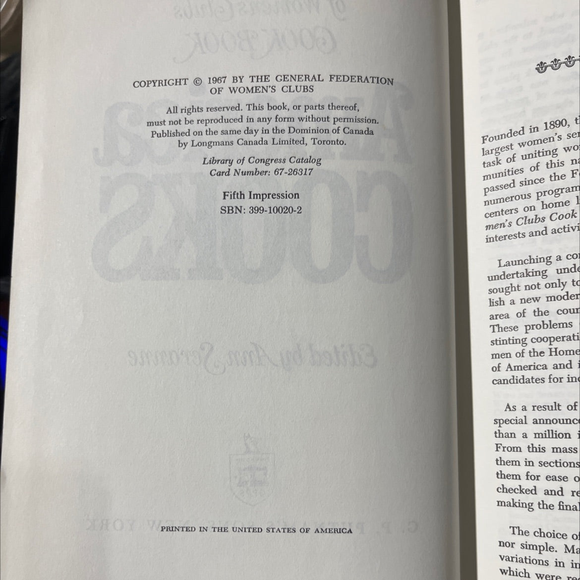 the general federation of women's clubs gook book america cooks book, by ann seranne, 1967 Hardcover image 3