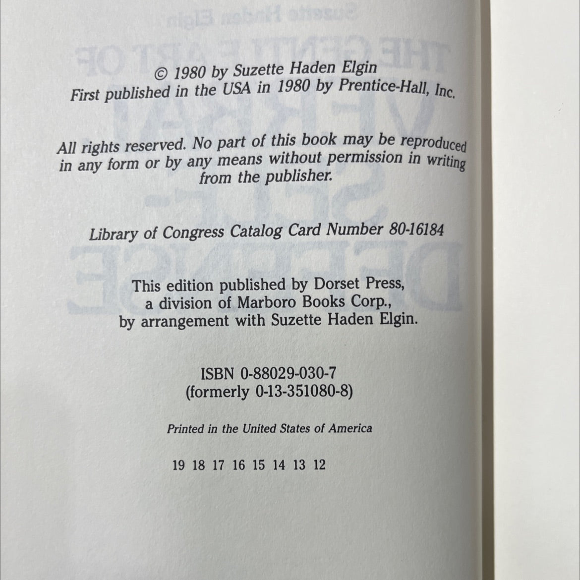 the gentle art of verbal self-defense book, by Suzette Haden Elgin, 1980 Hardcover image 3