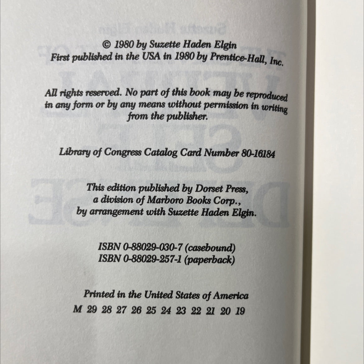 the gentle art of verbal self-defense book, by Suzette Haden Elgin, 1980 Hardcover image 3