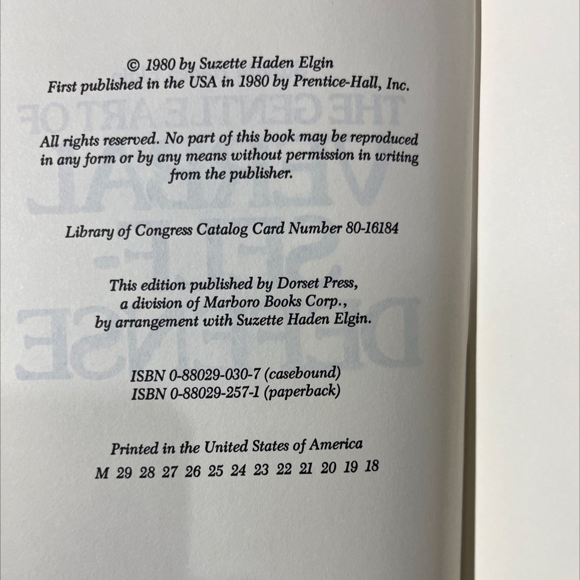 the gentle art of verbal self-defense book, by Suzette Haden Elgin, 1980 Hardcover image 3