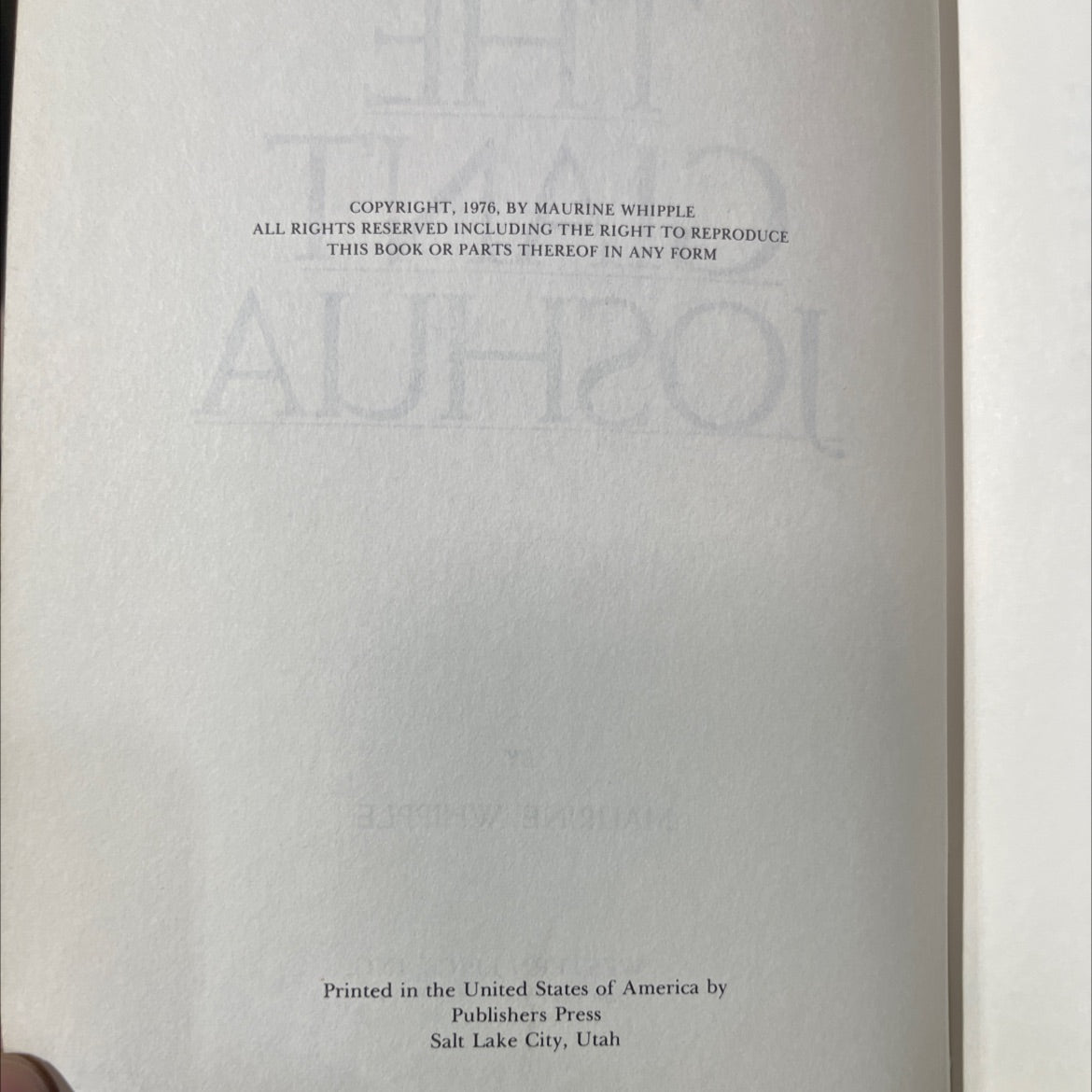 the giant joshua book, by maurine whipple, 1976 Hardcover image 3