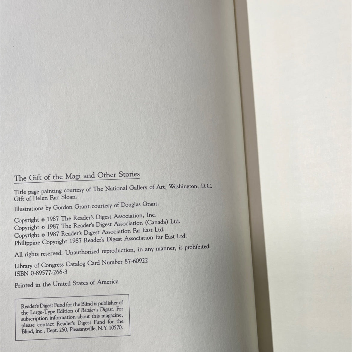 the gift of the magi and other stories book, by O. Henry, 1987 Hardcover image 3