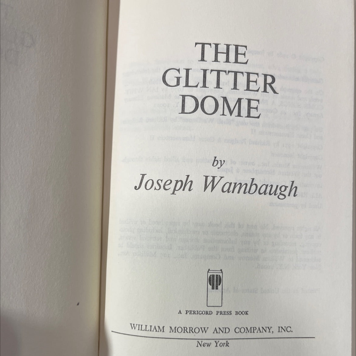 the glitter dome book, by Joseph Wambaugh, 1981 Hardcover image 2