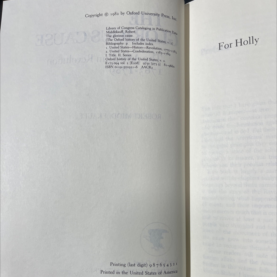 the glorious cause the american revolution 1763-1789 book, by robert middlekauff, 1982 Hardcover image 3
